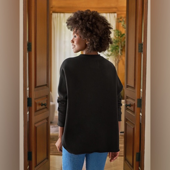 Frank & Eileen Anna Long Sleeve Capelet Black Pullover Triple Fleece Size Medium - Picture 6 of 11